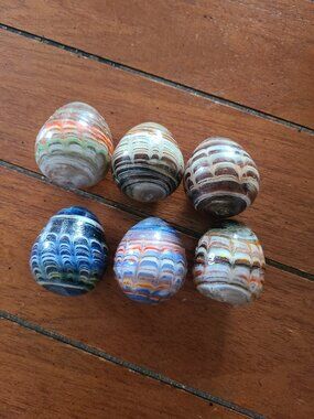 Murano Style Solid Art Glass Eggs Estate Treasure Multi-Color